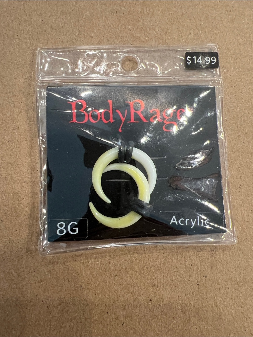 BodyRage Yellow Crescent Ear Tapers for Stretched Lobes (8G)